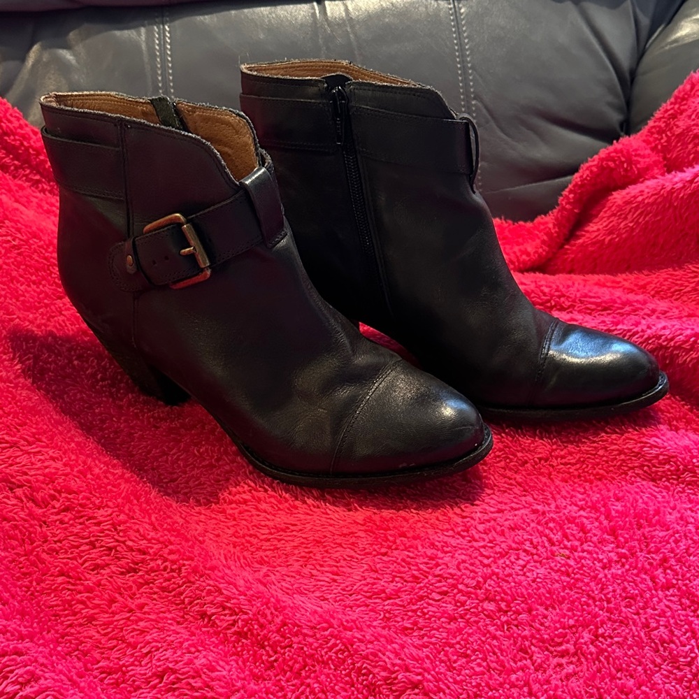 Corso Como Black Leather Ankle Boots with Buckle